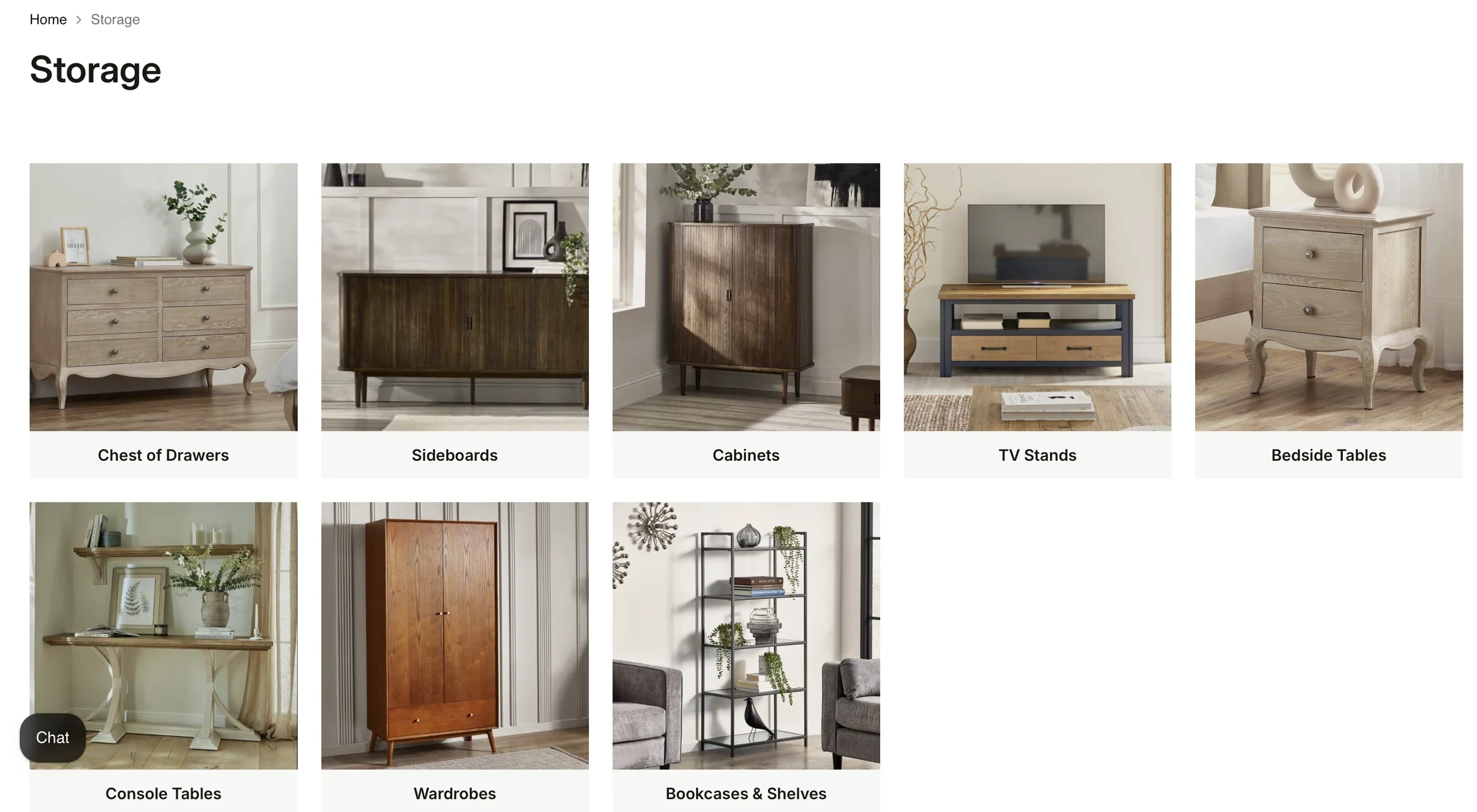 Ashford Furniture — Subcategorii clare pentru navigarea printr-o gamă largă de mobilier.