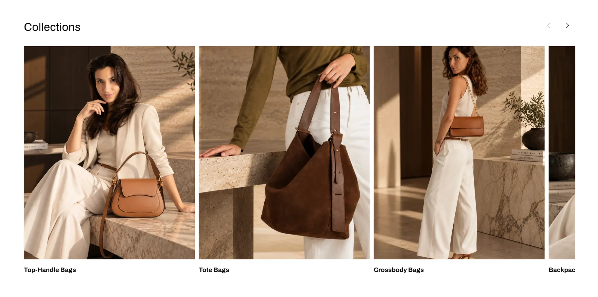 Atelier Bellariva — Navigare vizuală prin colecțiile de genți de mână, tote și crossbody.