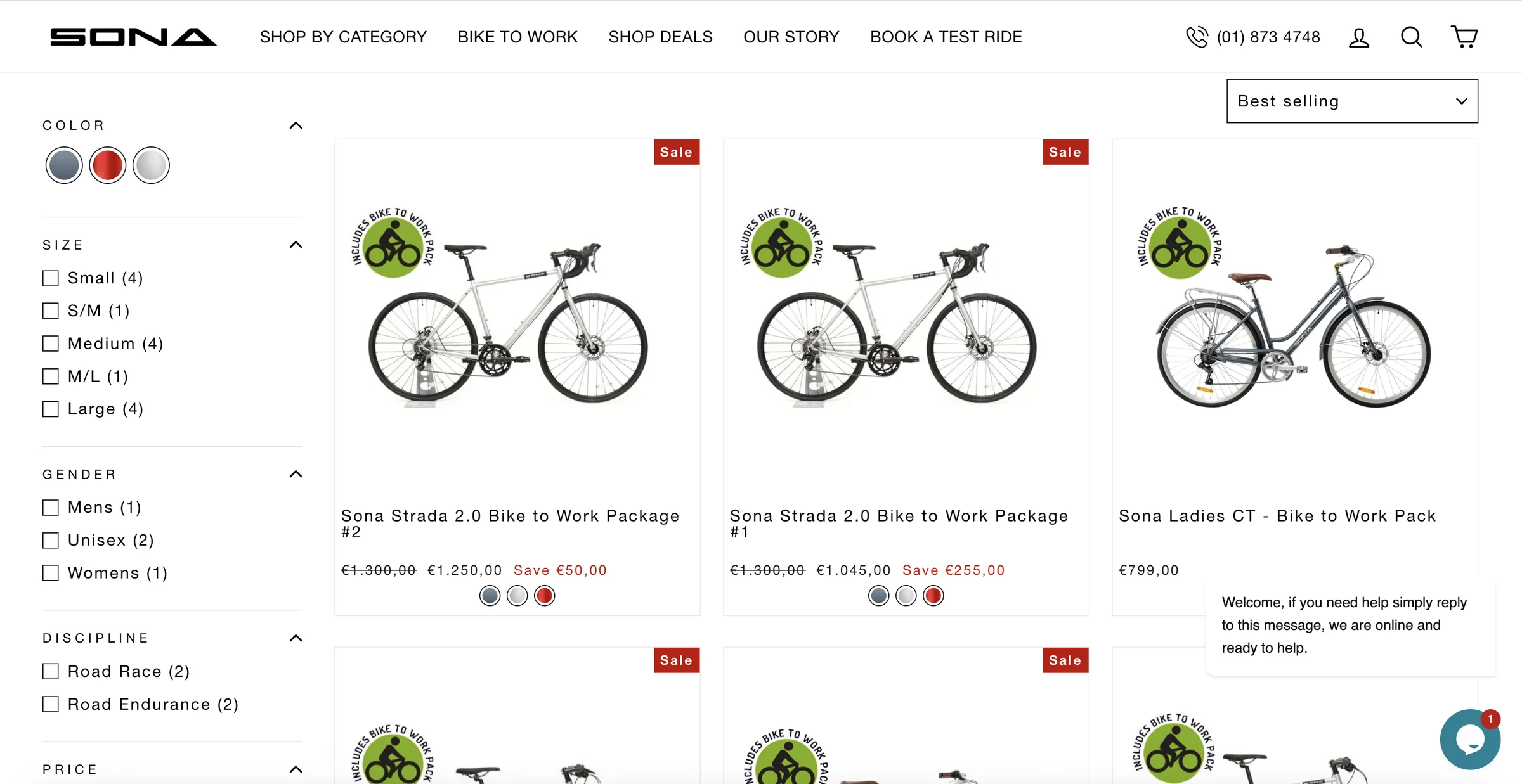 Sona Bikes — Navigare prin pachete, cu filtre pentru mărime, disciplină și preț.